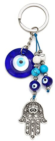 Turc Blue Evil Eye Porte-clés, Porte-clés Mauvais œil Hamsa Fatima Hand,Porte-clés Turc, Porte Clés Personnaliser, Amulette Porte-Bonheur Pendentif, Porte Clés Personnalisée, Cadeau de Bénédiction