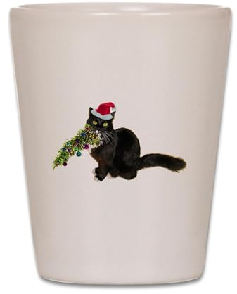 CafePress Cat Christmas Tree Unique and Funny Shot Glass