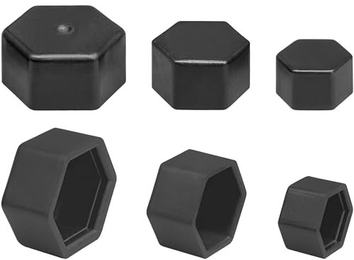 Lot de 75 cache-écrous hexagonaux en plastique noir M6 M8 M10