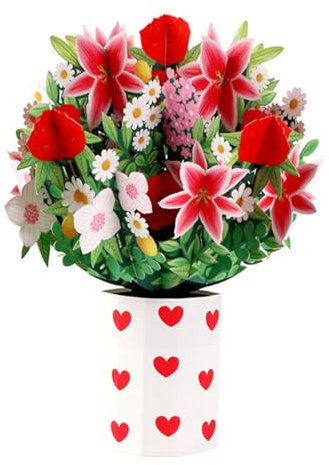 scicent Karte Danke Pop-Up Karte mit Blumen 3D Blumenkarte für Freundin Frau Grußkarte für Besondere Anlässe Geburtstagskarte Glückwunschkarte Valentinstagskarte - 29914