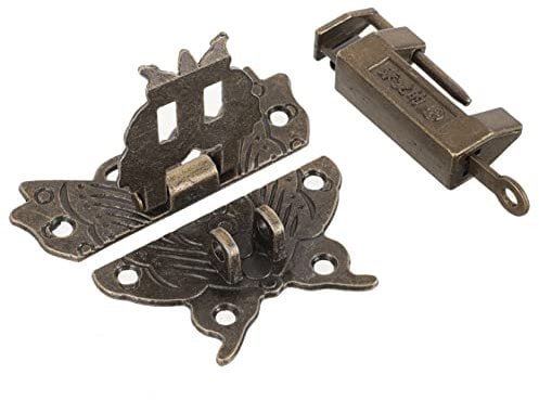 Angoily 1satz Antike Miniatur Holzbox Schloss Retro Design Für Schmuckkästchen Schränke Holzkisten Einfache Installation Langlebig Sicherheitsgeschützt Großem Schmetterlingsverschluss