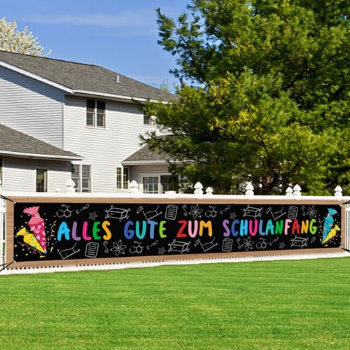 Einschulung Deko Banner, Alles Gute Zum Schulanfang | Schwarz Banner Einschulung 2026, Schuleinführung deko für einschulung deko mädchen junge 300 * 50cm