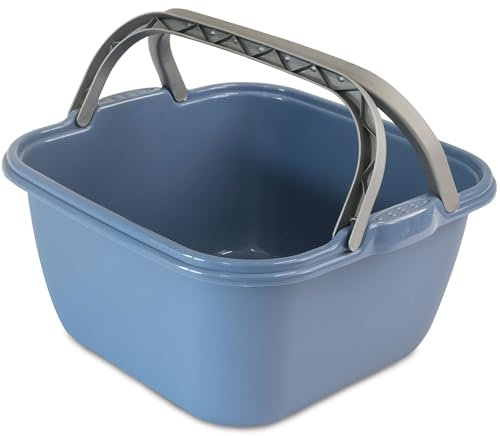 1x Schüssel mit Tragegriff Waschschüssel 13 Liter 35x35cm Quadratisch Spülschüssel Wasserschüssel Tragekorb Kunststoff Spüle Korb Eimer Waschbecken Aufbewahrung Camping Abwaschschüssel Plastikschüssel