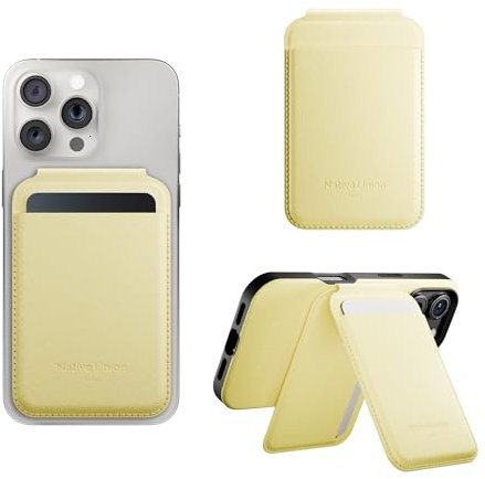 Native Union Porta Carte Magnetico Active Wallet Stand - Supporto MagSafe per iPhone Air, 17, 16, 15, 14 - Extra Sicuro & Ultra Sottile - Conserva 4 Carte - Materiali Durevoli & Riciclati (Limone)