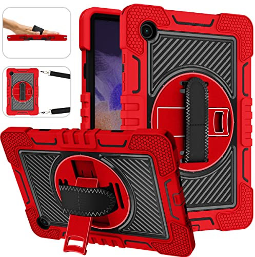 ERDARARIPRO Funda para tablet Samsung Galaxy Tab A8 (2021) de 10,5 pulgadas, bonita funda de dibujos animados a prueba de golpes con soporte giratorio de 360° y correa de mano, correa de hombro, color