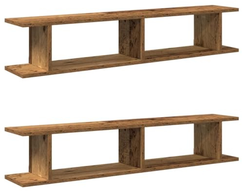 vidaXL Wandregale 2 STK. Altholz-Optik 105x18x20 cm Holzwerkstoff