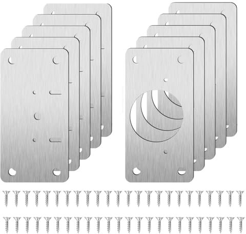 Réparation Charnières Meubles,8 Pcs Plaque Reparation Charniere Porte avec Vis Charnières D'armoire en Acier Inoxydable pour Bois, fenêtre, Étagères