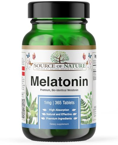 Melatonina 1 mg | 365 Compresse | Alta dose | Scorta annuale | Senza additivi | Vegano | Testato in laboratorio | Prodotto in Danimarca | Source of Nature