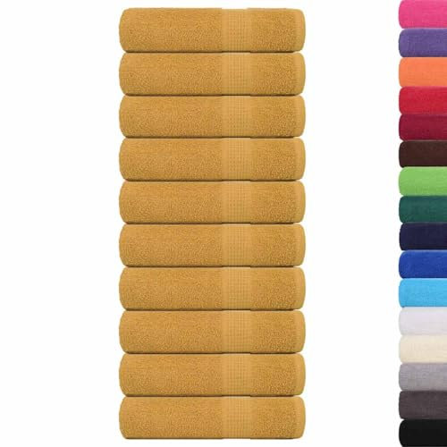 vidaXL Duschtücher 10 STK. Golden 70x140 cm 360 g/m² 100% Baumwolle, Handtuch, Badetuch Set, Hotelhandtuch, Badetuch, Gästetuch, Salon Handtuch