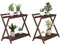 Outsunny Set 2 Portapiante a 2 Ripiani per Interni ed Esterni, Scaffale Porta Piante in Legno di Abete, per Patio, Giardino, Balcone, 73x36x64 cm, Marrone Bruciato