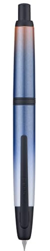 Jinhao 10 Press Füllfederhalter mit Box, Farbverlauf Dunkelblau Einziehbare extra feine Feder mit Tintenkonverter-Set (Schwarzer Clip)