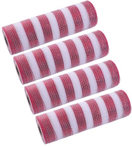 LUOFENG 4 Rollen Netzstoff, Kunststoff, mehrfarbig, leicht, wasserdicht, für Bastelarbeiten, Feiertagsdekorationen, Weihnachtsbaum-Dekoration