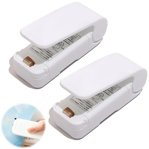 TNSLAND 2 Stück Folienschweißgerät Mini, Tüten Schweissgerät, Mini Folienschweißgerät, Versiegelungsmaschine, Handschweißgerät Bag Sealerfür Plastiktüten, verpackte Snacks (Weiß)