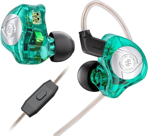 CCZ MC02 Gaming-Ohrhörer, In-Ear-Monitore, Geräuschunterdrückung, kabelgebunden, 3,5-mm-Klinkenstecker, tiefer Bass, Mikrofon, DJ-Kopfhörer, 10 mm, Dual Magnetic DD