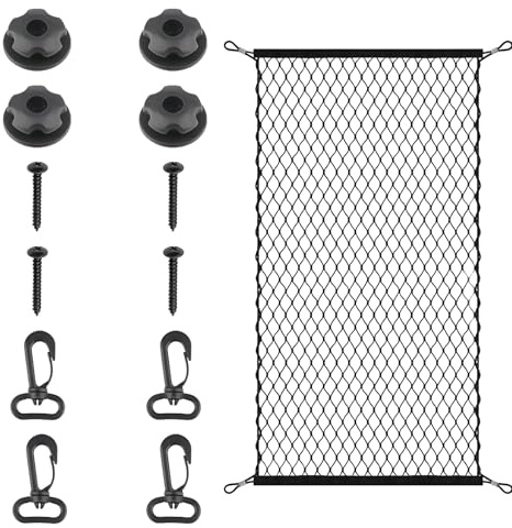 Filet à Bagages Voiture 110x60 cm, Extensible Jusqu’à 140x100 cm. Idéal pour Le Coffre ou en séparation. 4 Crochets Solides, Compatible avec la Plupart des véhicules.