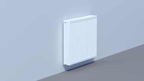 Pekpan Kompaktheizkörper & Ventilheizkörper Typ 33 – 900x800 mm – Flachheizkörper 6-fach Anschluss, Weiß RAL 9016, 110 °C / 10 bar, inkl. Thermostatventil & Wandhalter, Warmwasser EN 442