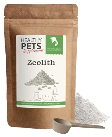 Freund & Pfote Healthy Pets Zeolith Hund und Katze 900g | mit Dosierlöffel | fein gemahlen | Zusatzfuttermittel für Hunde und Katzen | 100% rein & natürlich | plastikfrei verpackt