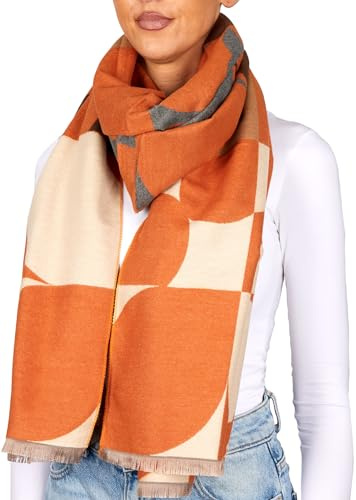 BRUBAKER Cashmirillo Damen Schal mit Modernem Muster - 70 x 200 cm | Warm, Kuschelig und Oversized - Damenschal für Herbst und Winter - Winterschal - Weiches Kaschmir-Gefühl