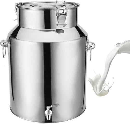 aliooila Contenitore Olio 5 Litri Rubinetto Latte Da Per Olio Contenitore Per Latte in Acciaio Inox Per Cucina e Uso Domestico,Capacity-22L