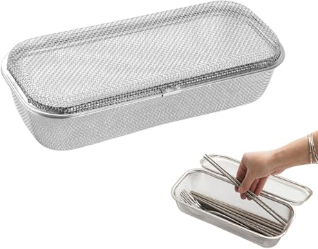 YUNYDSM Besteckkorb Edelstahl 26,5x11,5x7,5cm – spülmaschinenfest | Besteckkorb für Spülmaschine aus Edelstahl – Organizer für kleine Küchenutensilien wie Gabeln, Löffel & Essstäbchen