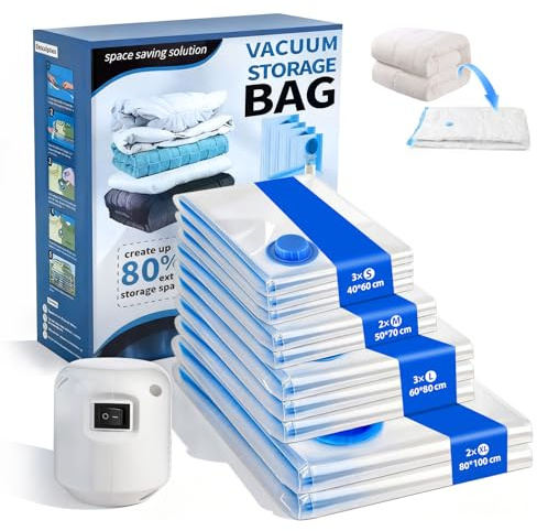 MFUSUL10 Piezas Bolsa Vacio Ropa con Bomba Eléctrica Vacuum Storage Bags Bolsas Compresion Viaje Reutilizables ara Armario y Maleta Set Ahorra Espacio Multiformato para Ropa y Ropa de Cama