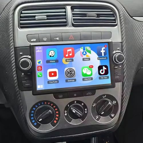4+64G Android Autoradio 2 Din für FIAT Grande Punto Linea 2007-2012 Bluetooth GPS Navigation, 7 Zoll Bildschirm Touchscreen Radio mit Wireless Carplay Android Auto DAB DSP WiFi Rückfahrkamera FM/RDS