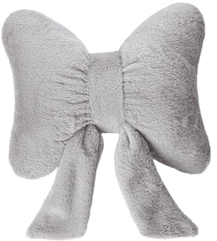 FytStycale Schleifenkissen, Weihnachtsdekorationskissen, weiches Plüschkissen für Sofa & Couch, kuscheliges Schleifenkissen, ideal für Wohnzimmer, Schlafzimmer, Kinderzimmer, Grau - 41×31cm