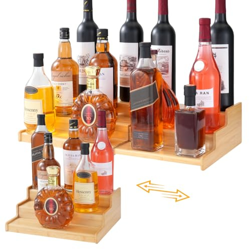 Sibosen Expandable Coffee Syrup Organizer | Enlarged 6-12 Bottles Syrup Stand Width Adjustable Syrup Rack for Coffee Bar Space-Saving Syrup, Wine