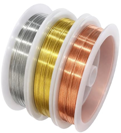 3PCS 0.5mm Copper Wire for Jewelry Making DIY Craft Supplies | 3 colors, 0.5mm flexible copper wire, 5m per roll, for jewelry, earrings, necklaces, floral crafts & DIY projects