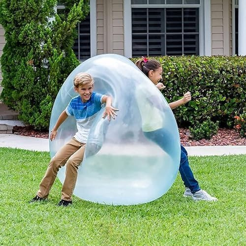 Bubble Ball XXL, HOVCEH 120cm Aufblasbarer Wasserblasenball, TPR Riesen Wasserball, Transparenter Wubble Bubble Ball Für Beach Garden Ball Party im Freien (Blau)