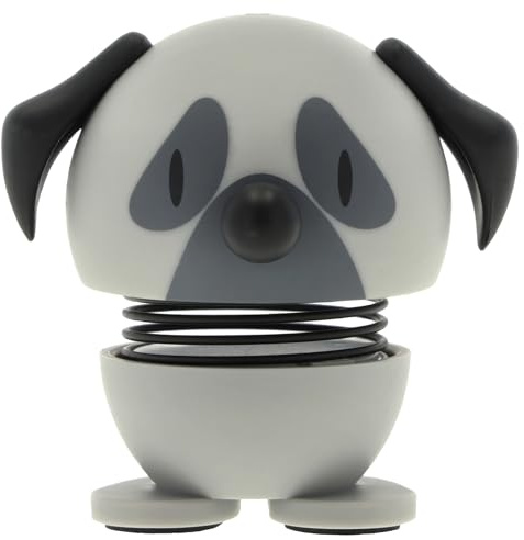 Hoptimist Pug Dog Figure – Wobbly Desk Pet – Fun Office Gadget – Collectible Gift for Men and Women – Danish Design – ABS Plastic – 4.9 x 4.8 cm – X-Small – Grey