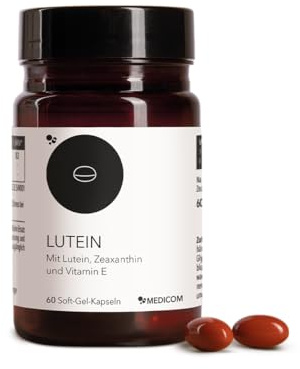 Medicom - Lutein, Zeaxanthin, Vitamin E, 60 Kapseln, für die Augen | Natürliche Formel,Vitamin E,Lutein,Zeaxanthin,Augen,Antioxidantien,Sehkraft,Bildschirmarbeit,Netzhaut