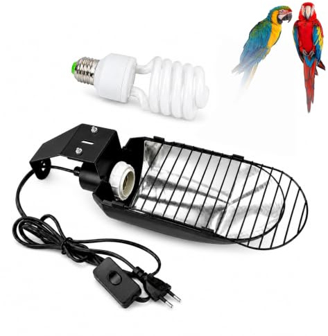 UVB 2.4 Vogellampe Set 23W für Papageien Reptilien Vogel [Energieklasse G] - Schnell zu installieren Vogellampe Kombi mit Kausicherem Kabel - U-Förmige Terrarium Lampe Vogel Licht E27 Schnittstelle