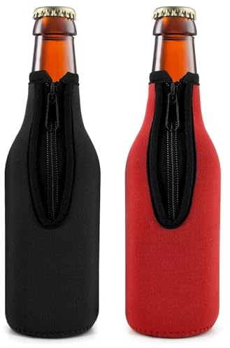 ZAMXHUG 2 Stück Bier Flaschenkühler,bierkühler,isoliert wiederverwendbar rutschfest Neopren Bierflasche Ärmel, Hüllen für Bier Flaschen,Weinkühler Getränkekühler,flaschenkühler manschette