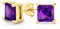 Orecchini A Perno Con Zirconia Cubica Simulata Ametista 1Ct Viola Quadrato Aaa Cz Taglio Principessa Argento 925 Placcato Oro 14K
