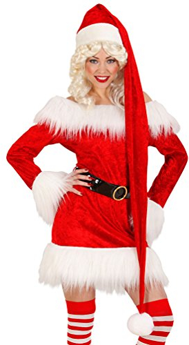 Karneval-Klamotten Weihnachtsmütze Mütze Weihnachtsfrau Weihnachtsmann Mütze Nikolausmütze extra lang für Damen Zubehör Weihnachten Karneval