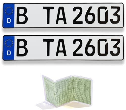 2 EU KFZ Kennzeichen/Autoschilder 520 X 110 mm inklusive Einer Fahrzeugscheinhülle