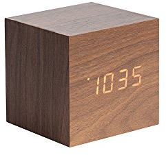Karlsson Wecker Mini Cube - Holz - 8x8x8cm - Quadratisch - Holzfurnier - Wecker für Schlafzimmer