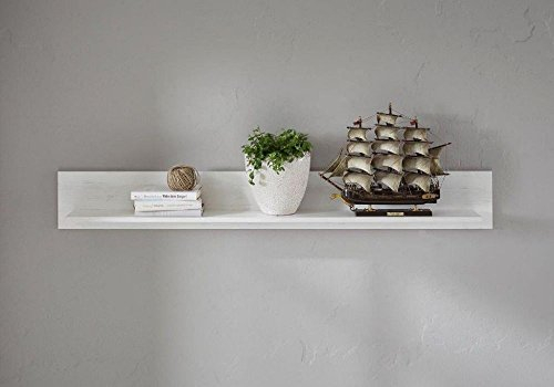 Wandboard, Wandpaneel Feres - in Pinie Weiss Nachbildung 150x20x17cm, Garderobenpaneel, Wohnwand, Regal, Wandregal, Wohnzimmer, Schlafzimmer, Diele, Flur, Küche