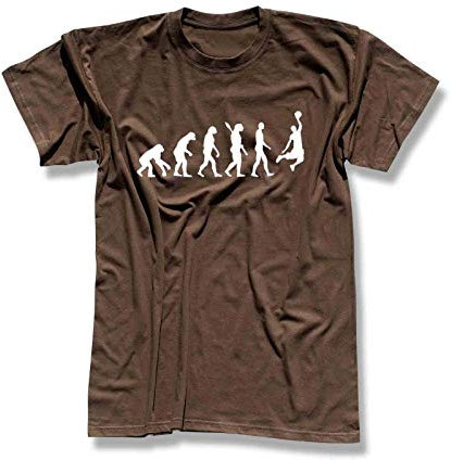 T-Shirt Evolution Basketball Dunking Sport Korb NBA 13 Farben Herren XS - 5XL Magic America Clippers Suns Mavericks Kings Rockets, Größe:2XL, Farbe:braun - Logo weiss