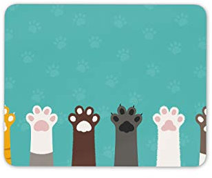 Cat Paws Cute Turquoise Mouse Mat Pad - Kittens Art Animal Computer #14270