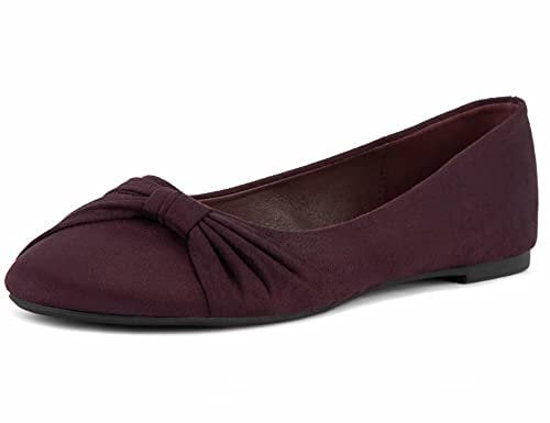 MaxMuxun Women's Ballet Flats Burgundy Size 4 UK
