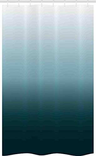 ABAKUHAUS Ombre Schmaler Duschvorhang, Teal Shades Entwurf, Badezimmer Deko Set aus Stoff mit Haken, 120 x 180 cm, Teal Hellblau und Weiß