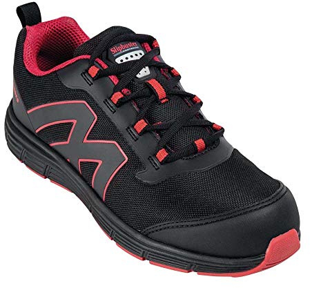 Slipbuster Footwear BB421-43 Mesh Safety Trainer Shoe, SB, FO, SRC, Size 43, Black
