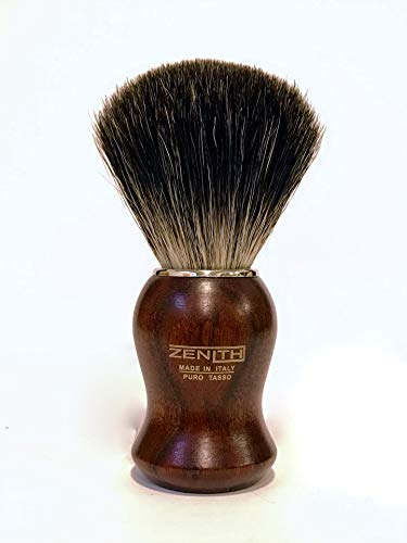 Zenith Barber Rasierpinsel mit 100% echtem Dachshaar - Dark Badger - Kotibe Holzgriff - Made in Italien
