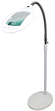 Neatfi Elite HD Bifocal Super LED Magnifying Floor Lamp, 3 Diopter/12 Diopter Magnifier Glass Lens, Adjustable Gooseneck, 6500K Color Temperature with UK Plug & 42pcs SMD LED (White)