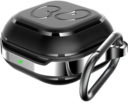 HALLEAST Für Galaxy Buds2 Pro Case 2022/Galaxy Buds 2 Case 2021/ Galaxy Buds Pro Case 2021/ Galaxy Buds Live Case 2020, TPU+ Metall Trage hülle mit Schlüsselanhänger Clip, Schwarz