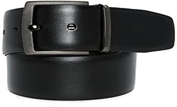 Perry Ellis Herren Textured Pattern Buckle Reversible Belt Gürtel, BLK20, 42