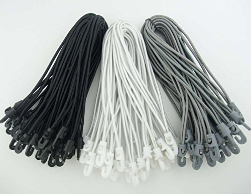 60 Stück Spannfix Planenspanner 25 cm, Ø 4 mm in Schwarz Weiss & Grau - Spanngummi Expander mit Haken (60 Stück, Schwarz Grau Weiss)