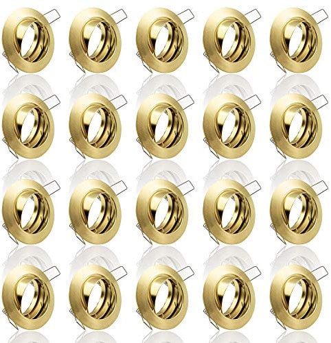 max K O M F O R T 20x SET Einbaustrahler + GU10 für 230V gold Schwenkbar rund Einbau Spots Decken Strahler Leuchte Spots Deckenleuchte Lampe Einbauleuchte Einbaurahmen 104S-TP GD